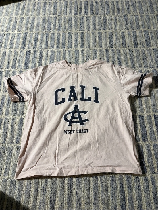 Cotton On Tops - Cotton On Pale Pink 'CALI West Coast' Short Sleeve Tee with Navy Print